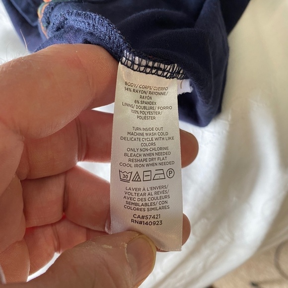 LOFT Navy Floral Midi Dress - Picture 7 of 14